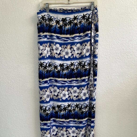 True Wrap Skirt‎ Maxi Tropical Blue Beach Resort Cruise Blue One Size - Picture 1 of 6